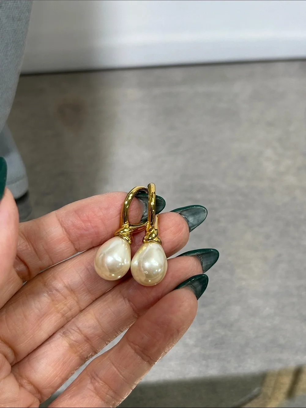 Gold Faux Pearl Drop Earrings - Women Jewelry